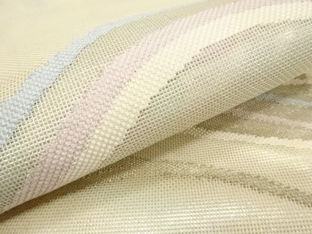  紗　山並模様織り出し　袋帯